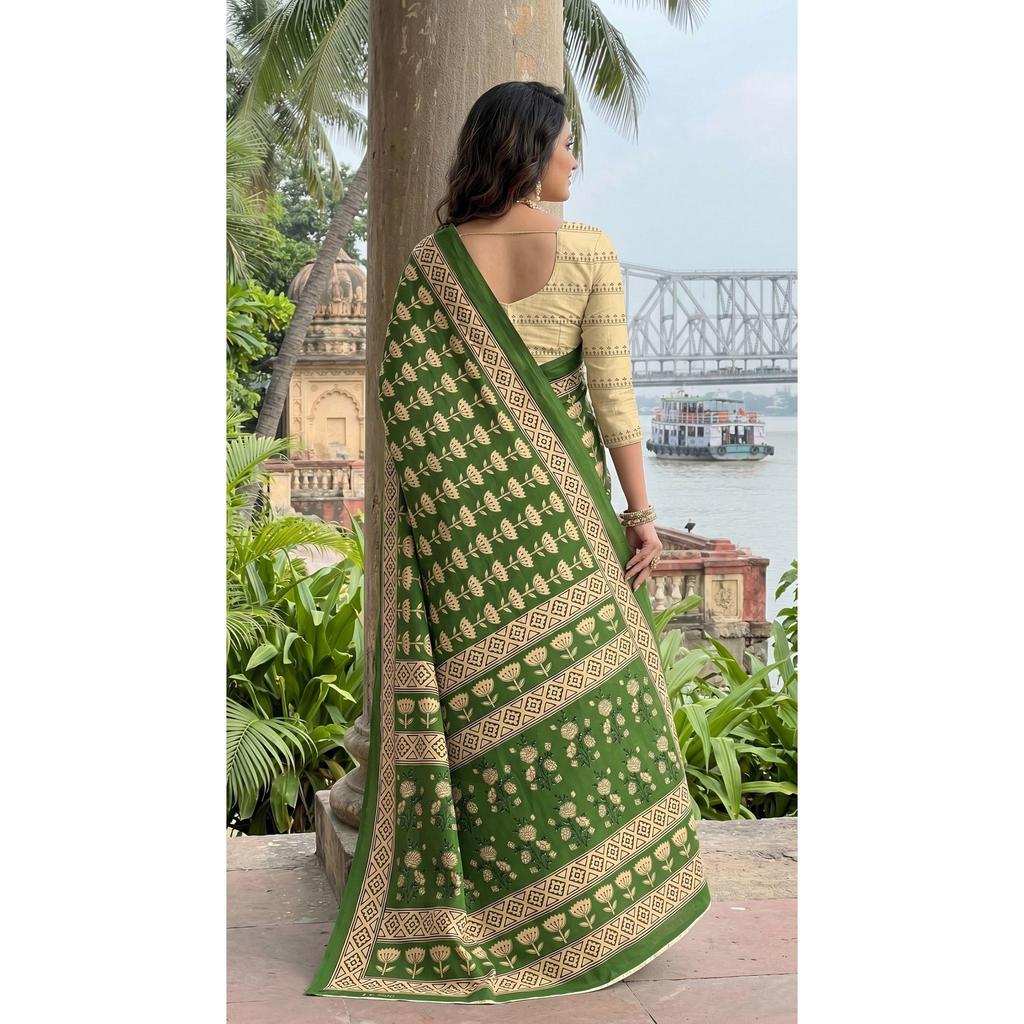 New Launch Beautiful Bagru Printed Saree Collection