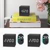 Wooden Digital Alarm Clock Voice Control Electronic Desktop Clock USB/Battery Powered LED Clock Art Ornament for Home Decoration