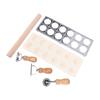 Pasta Making Tools Kit 12 Hole Ravioli Stamp Maker Pasta Cutter Wood Pasta Rolling Pin for Kitchen