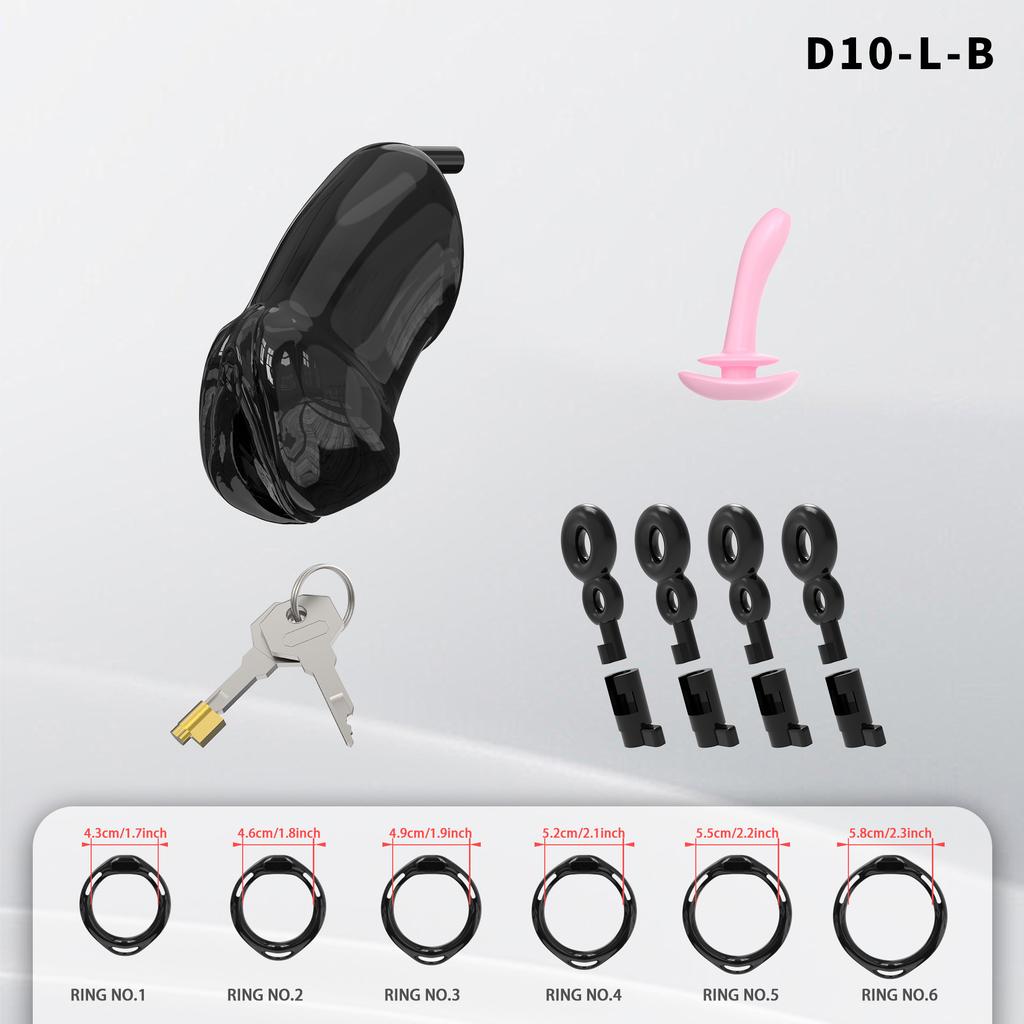 Male Chastity Cage Lightweight Resin Male Chastity Cage Bondage Gear &Adult Sex Toy for Men Includes 6 Ring (Pink)