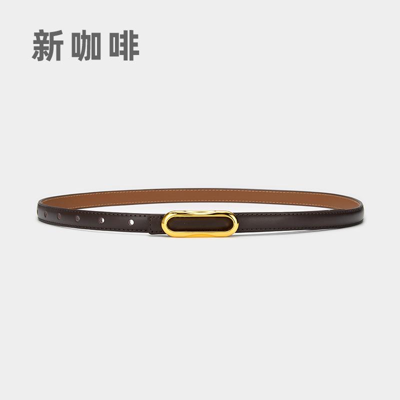 Four Seasons Available New Women'S Small Belt Multi Color Versatile Thin Belt Paired With Jeans Belt, Leather Second Layer Cowhide Belt