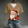 Women's Casual Christmas Printed Short Sleeve T-Shirt for Holiday and Everyday Wear