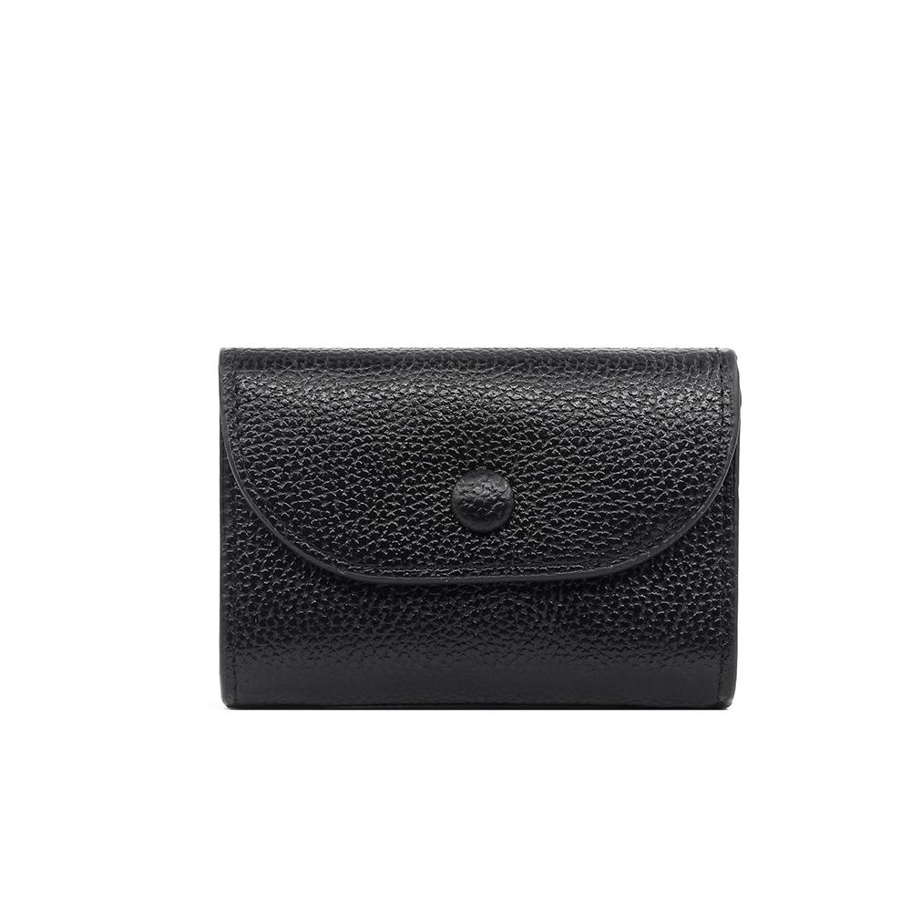 Stylish Minimalist Card Holder & Coin Purse with Zippered Pouch - Soft PU Lychee Grain Sleeve