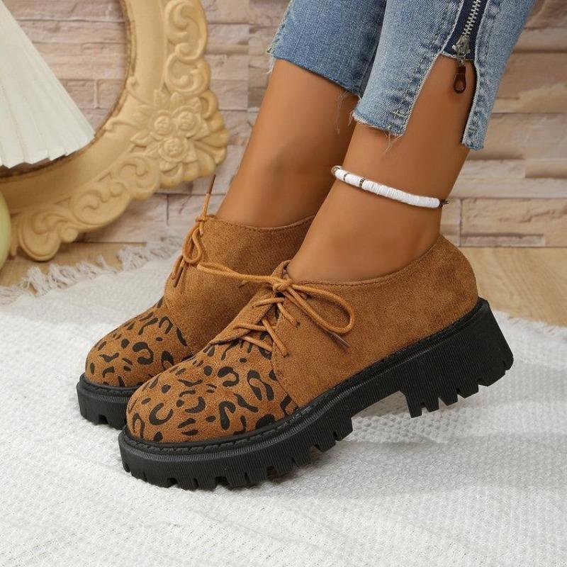 

Women s Thick Heel Shoes Spring New Round Head Splicing Suede Front Strap Thick Sole Anti-slip Wear-resistant Loafers 36