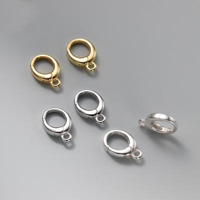 Vente Chaude Semi-Fini Argent 925 Apprêts Accessoires Composants Fermoir à Ressort Ovale pour Collier Bracelet Fabrication de Bijoux