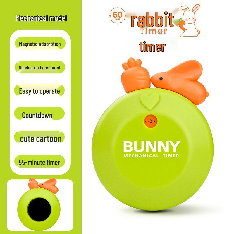 Children's Cartoon Rabbit & Squirrel Magnetic Timer for Cooking & Study