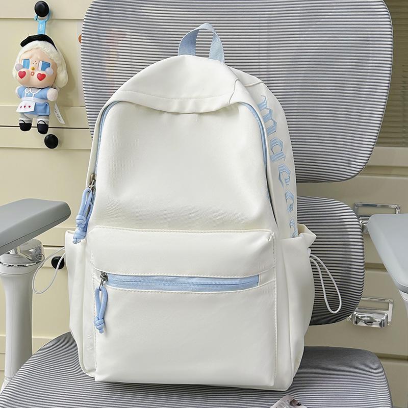 Schoolbag Korean INS Large Capacity, Lightweight, Simple, Solid Color, Fashionable Versatile School Bag, Backpack for Middle, High School, and College