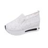 With White Lace Flowers Design Women's Sneakers 2025 Autumn New Mesh Breathable Slip On Women Loafers Shoes Zapatillas De Mujer