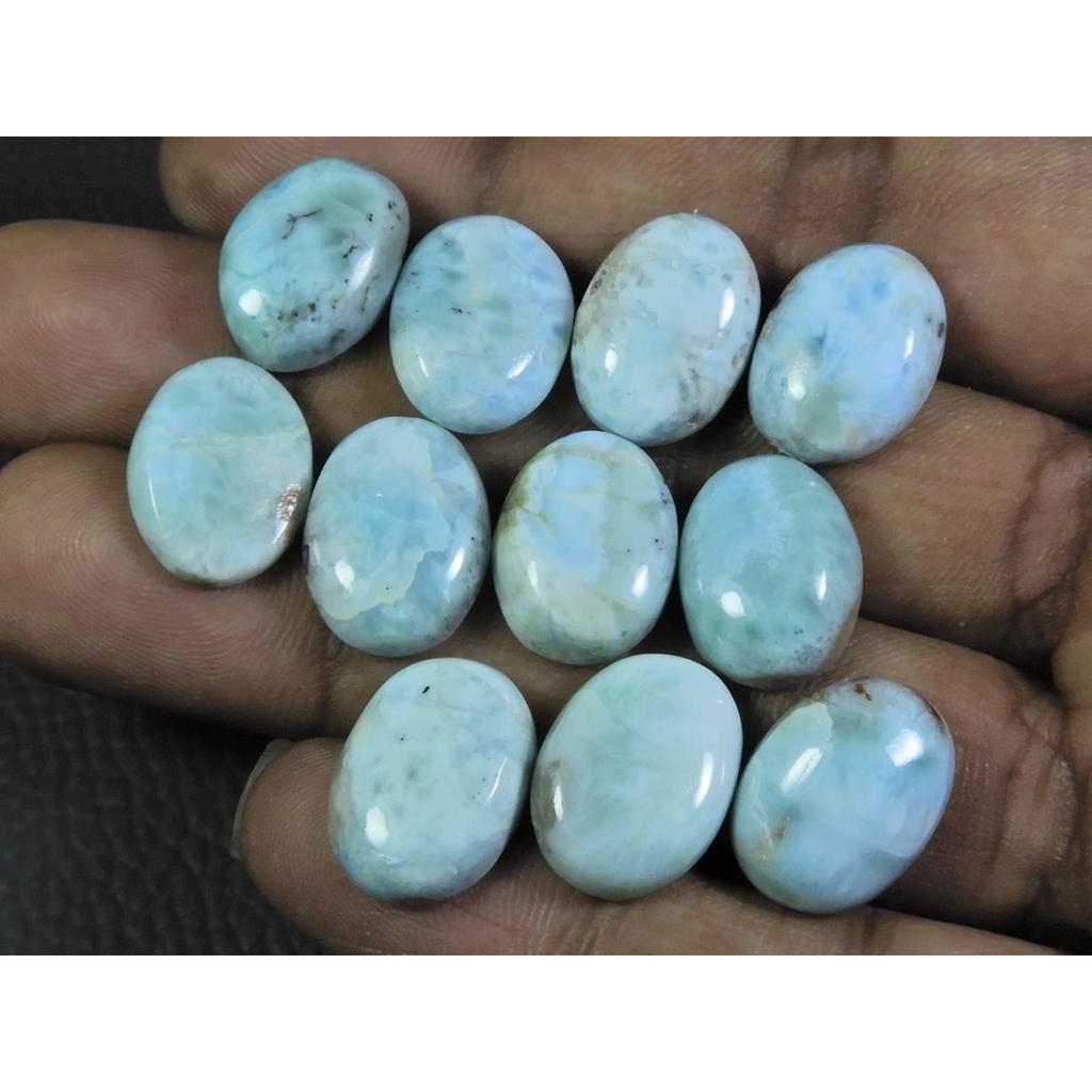 12X16MM Blue Larimar Natural Cabochon Oval Loose Gemstone Lot 11Pcs 104Cts. A-51