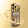 Luxury Diamond Horse Pattern Gold Metallic Paint Glass Phone Case For iPhone 17 16 15 14 13 12 11 Pro Max Plus 17 Air 16E Cover