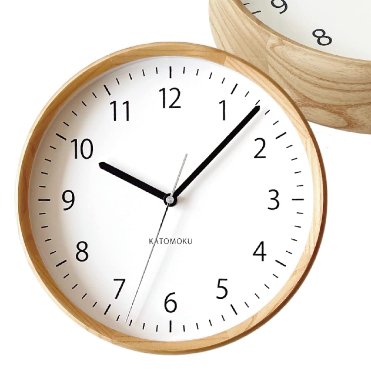

KATOMOKU muku clock 4, Natural, km-57NARC, Wall Clock with Continuous Second Hand Movement, 30.6cm Diameter (Radio-Controlled Clock)