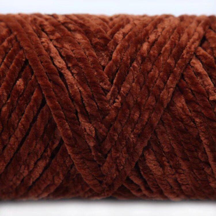 3 Strands Glossy Velvet Hand-Woven Thread Woven Scarf Doll Blanket Chenille Thread Segment Dye 100G Ball