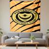 Portsmouth FC Logo On Tiger Stripes Patterned Tapestry Decorative Wall Hanging, Home Bedroom Living Room Decor