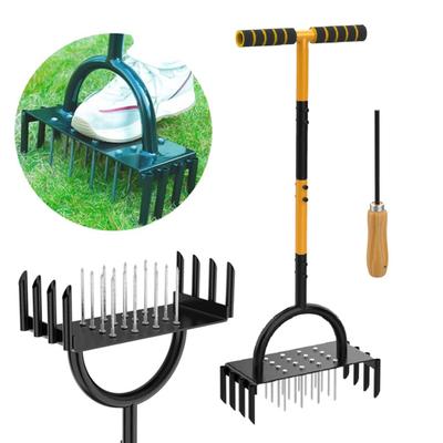 2-in-1 Lawn Aerator Manual Soil Aerating Tool with Spikes And Coring Tines Grass Coring Aerator Spike Aerator for Yard Health Lawn Care