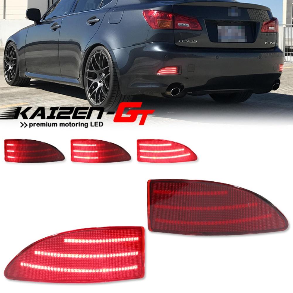 Red LED Rear Bumper Reflector Lights For Lexus IS250 IS350 Sedan 2006-2013 Tail/Brake Light Rear Fog Light Dynamic Turn Signal