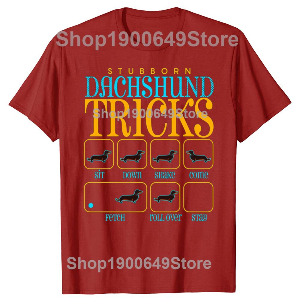 Funny Stubborn Dachshund Dog Tricks Graphic Tshirts Men Fashion Casual Tshirt 100 Cotton Loose Oversized T Shirt Summer S