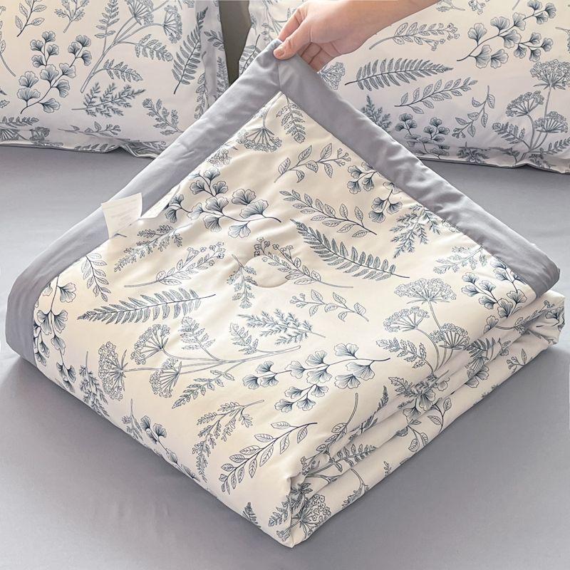1 stuks Zomer Ditsy Bloemen Koeldeken, Ademend Zacht Lichtbeige-Vriendelijk Koel Dekbed, Dubbelzijdig Bedrukt