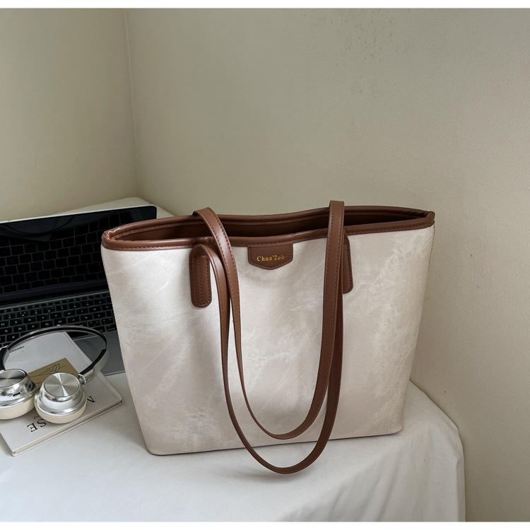 Retro Stor kapacitet Toteväska, Casual och Trendig Toteväska, Enkel Enaxlad Axelväska