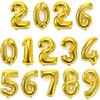 BTZO Number Balloons Set 0-9 Gold Birthday New Year 35cm Small Size Party Decoration