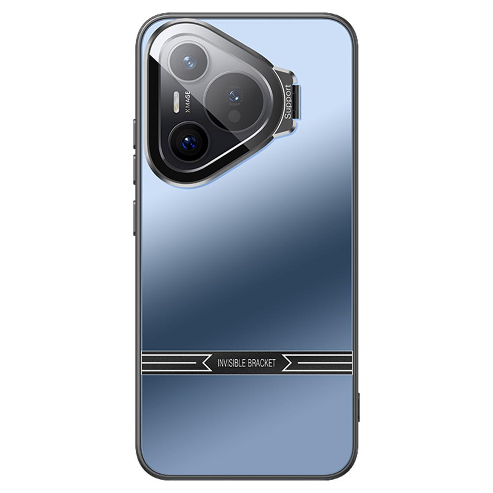 

Чехол для Huawei Pura 70 Pro/70 Pro+ с подставкой, матовая накладка на телефон из ПК+ТПУ с защитной пленкой для объектива Blue