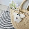 Handmade Rabbit Keychain with Glasses Bunnys Heart Charm Keyring for Women Plush Key Chain Pendant Car Bag Ornament