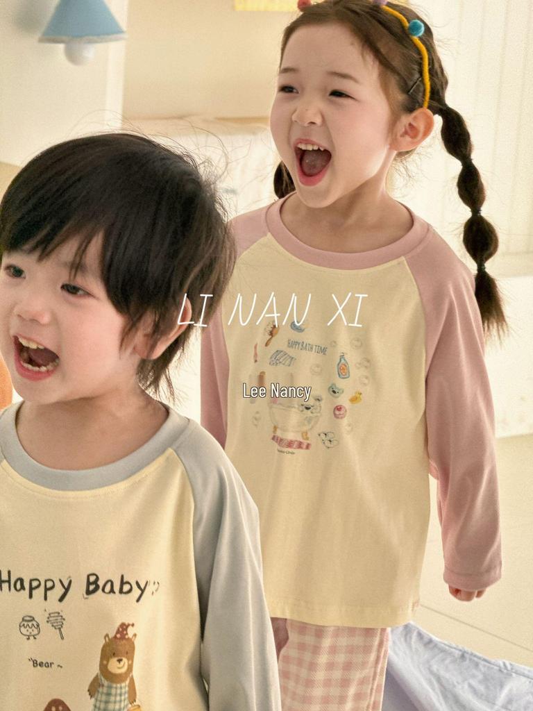 Children's Cartoon Raglan Sleeve Pajama Set - Spring 2025