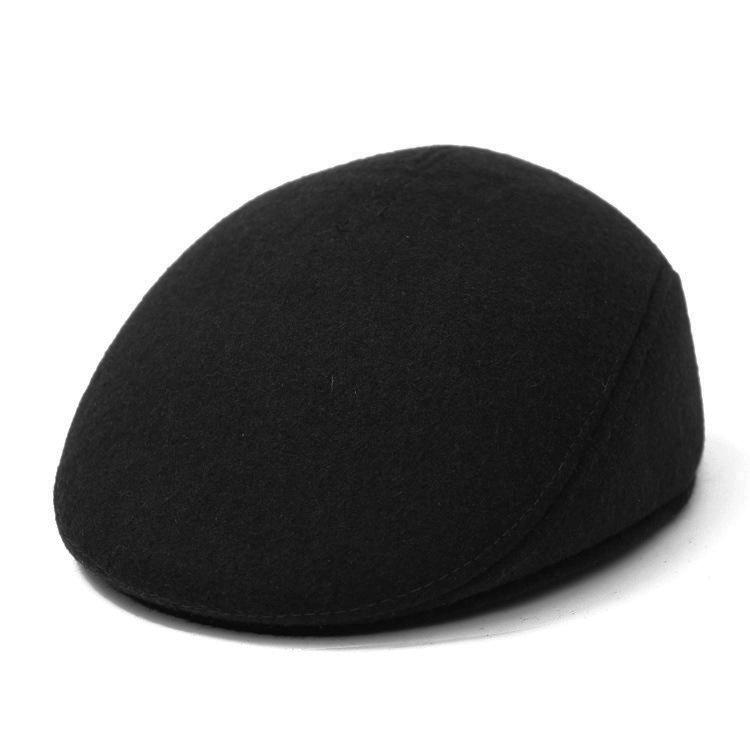 Men's Autumn-Winter Velvet-Lined PU Duckbill Cap with Ear Protection for Elderly