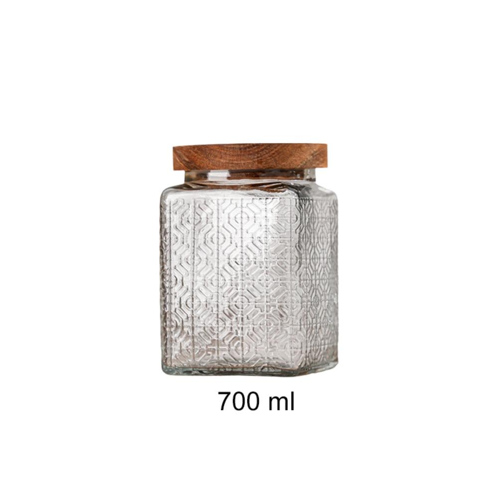 Wood Lid Kitchen Glass Bottle Vintage Mason Jar Multi-functional Grains Storage Box Candy