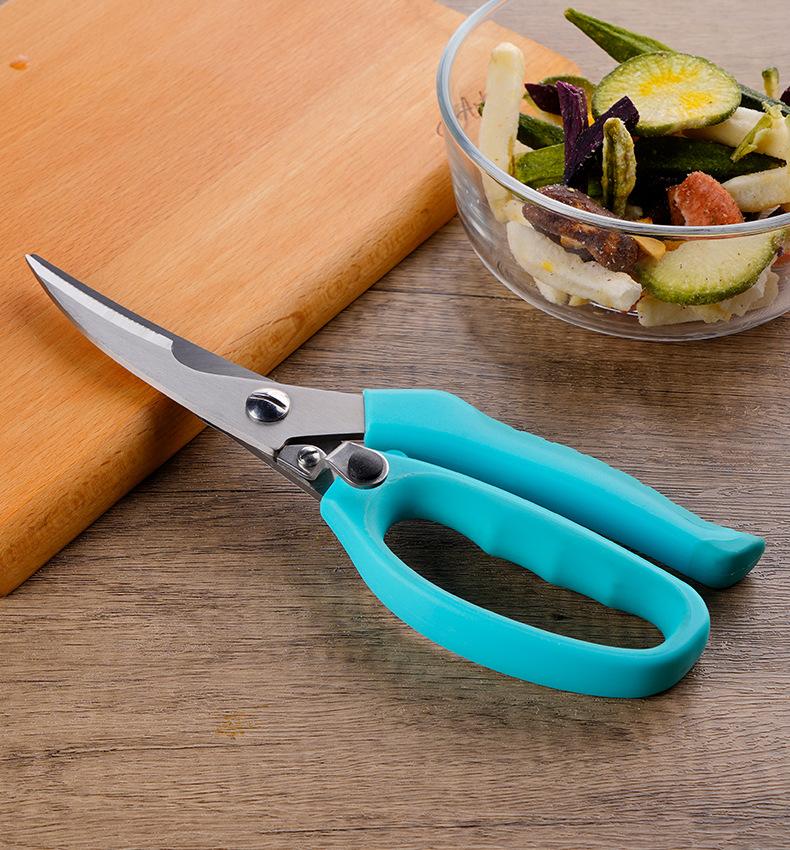 

8 в 1 многофункциональные ножницы для куриных костей с лезвием из нержавеющей стали, ручкой из полипропилена и термопластичной резины, кухонные ножницы для резки, инструмент для дома светло-синий