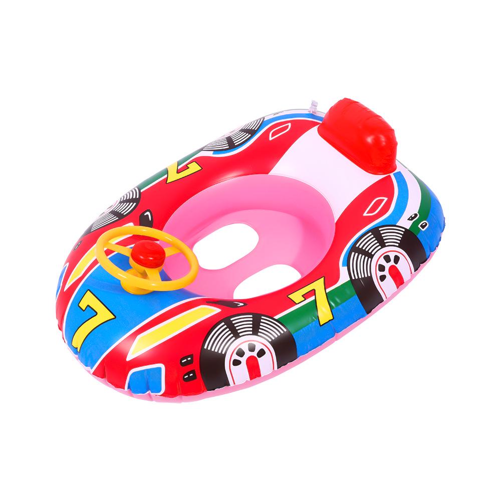 

Креативный мультяшный гоночный автомобиль плавательный круг для малышей - Утолщенное сиденье для младенцев с рулевым колесом красный