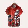 Autumn and Winter Men's Short Sleeved Shirt New Year's Christmas Pattern Digital Printed Shirt Top Men's Casual Shirt