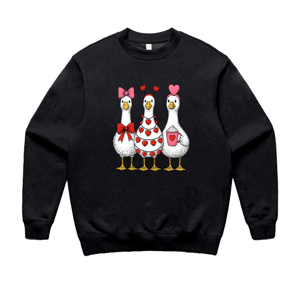 Just A Lovely Goose Valentine Crewneck Sweatshirt Funny Unisex Sweatshirt Cute Valentine Goose Top Love Silly Goose Valentines Day Pullover M чёрный