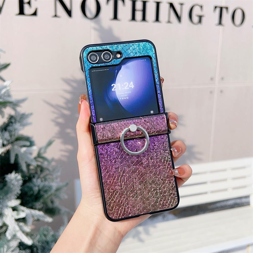 

Fashion Gradient Color Cute Ring Phone Case For Samsung Galaxy Z Flip 5 4 3 Flip4 Flip3 Flip5 5G Leathers Hinge Protective Cover For Galaxy Z Flip 5