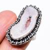 Agate Geode Slice Gemstone Handmade 925 Sterling Silver Jewelry Ring Size 7 KJ-322