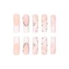 Rhinestone Embellished White Fake Nails Long Square UV Gel Cool Color Nails for Dance Parties Weekend Trips Parties