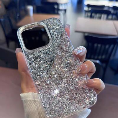 Coque de téléphone portable à paillettes, sequins et colle pour Apple 17promax, modèle fin simple de luxe léger pour IPhone16, nouveau modèle féminin