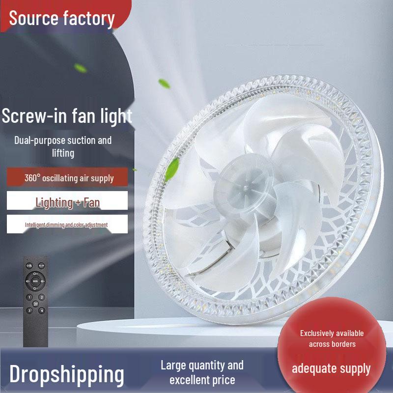 

E27 Screw Crystal LED Ceiling Fan Light with Remote for Bedroom & Kitchen 300 Large Crystal White