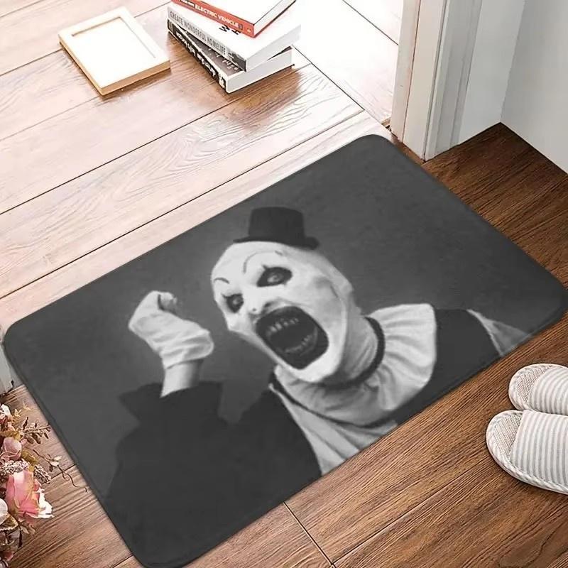 Horror Halloween Movie Terrifier Clown Front Door Mat Anti-Slip Indoor Absorbent Doormat Kitchen Balcony Entrance Rug Carpet
