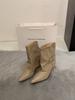 Pointed toe heel trouser boots women's autumn and winter new design sense versatile niche Spice Girl medium boots fried street short boots