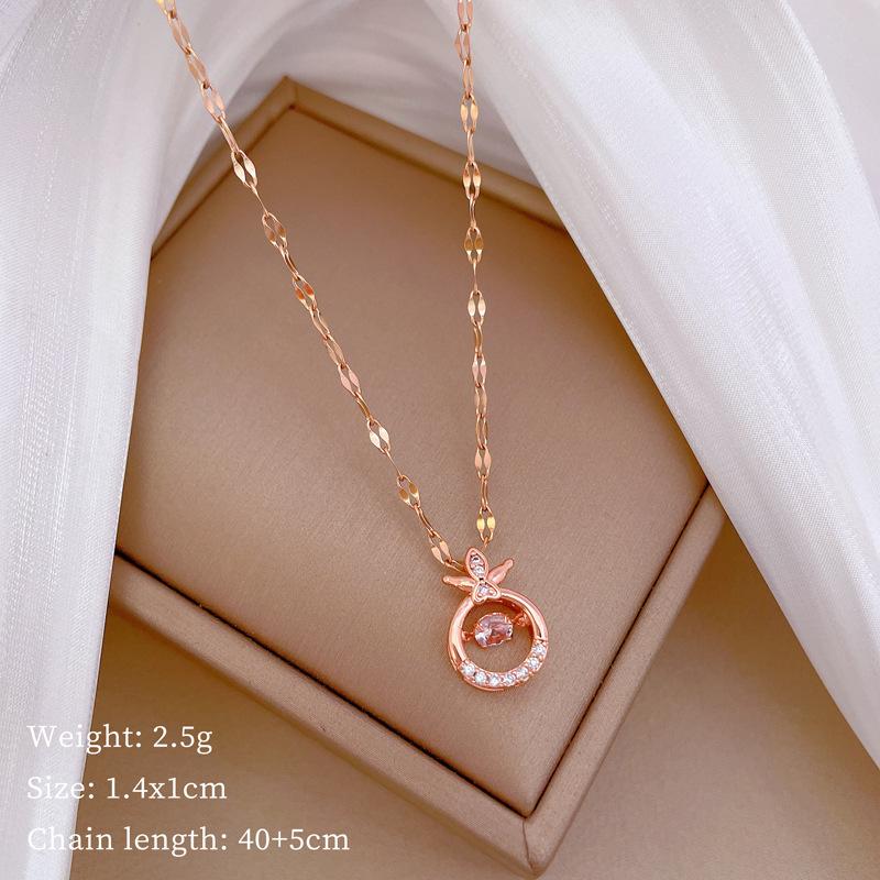 Pipa Smart Light Luxury Temperament Gorgeous Full Diamond Necklace Female Versatile Collarbone Chain Titanium Steel Chain