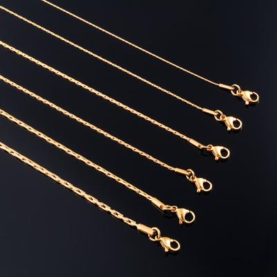 Gold Color Plated Thin Necklace Link Cable Chain 316L Stainless Steel Jewelry Accessories On Neck for Women Ladies Choker Gift