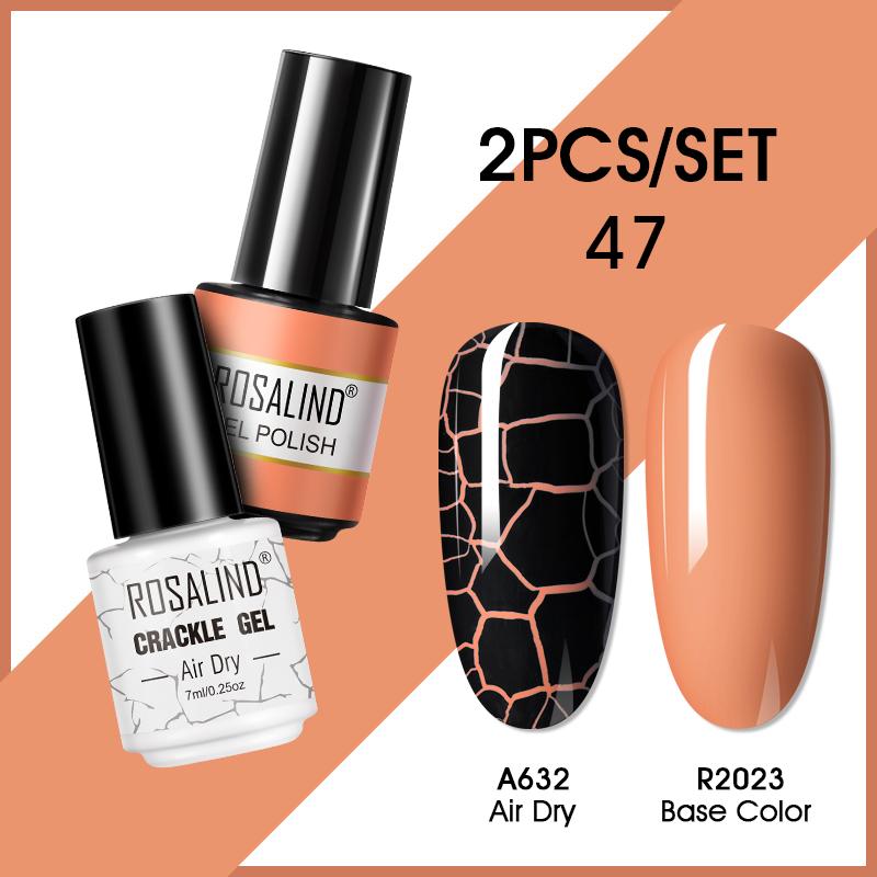 ROSALIND 7ml Nagelgel Nagellack Cracked Gel Semi-Permanent Esmalte Hybrid Lack UV Nagelkleber Nagellack Primer Matt 2er Set