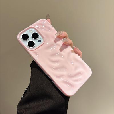 Custodia per Telefono Morbida in Silicone con Texture a Pieghe Ondulate di Lusso per iPhone 16 15 14 13 12 11 Pro Max Bumper Color Caramella Antiurto