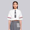 TB College Style Shirt with Exposed Navel Short Style Women's Summer Short Style High Waist Versatile TB Short Sleeved Exposed Waist Jk