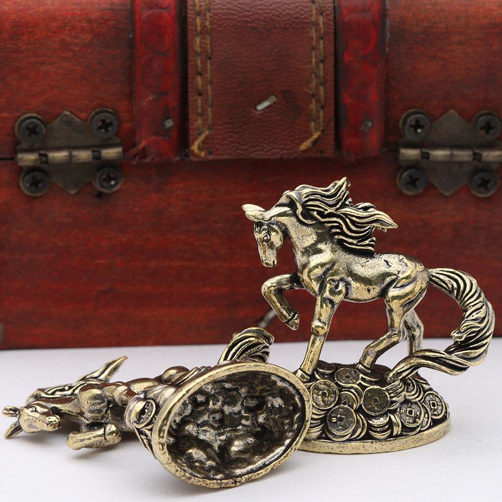 Vintage Brass Horse Figurine Money Stepping War Horse Ornament 2026 Zodiac Horse Home Office Desktop Decoration