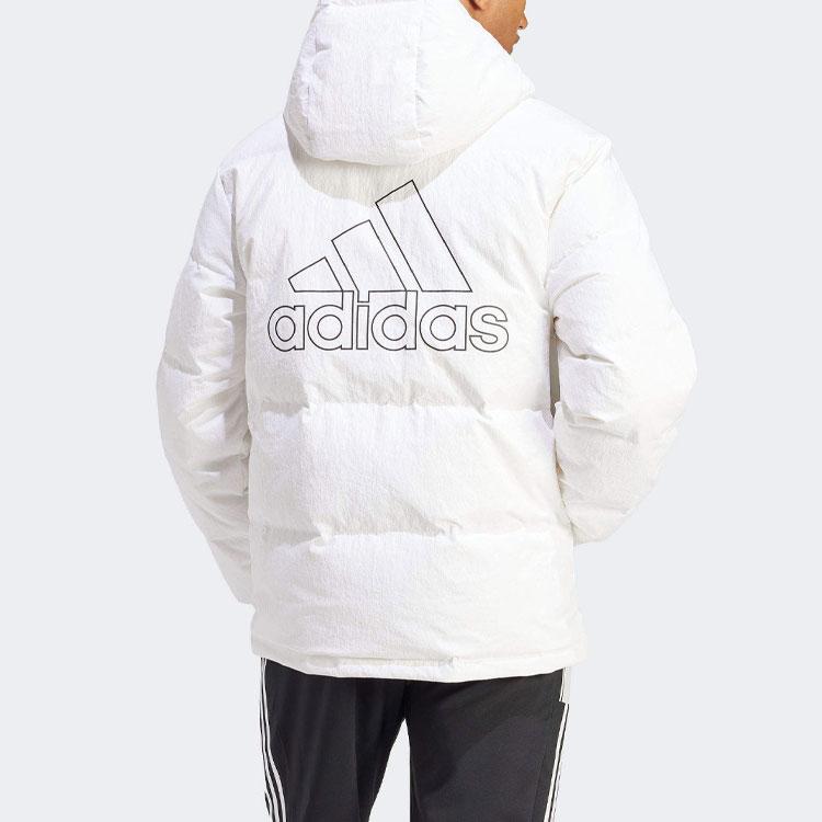 Adidas Regular Daily 500 Letter Logo Print Long Sleeve Hooded Down Jacket Men Outerwear White IZ4884