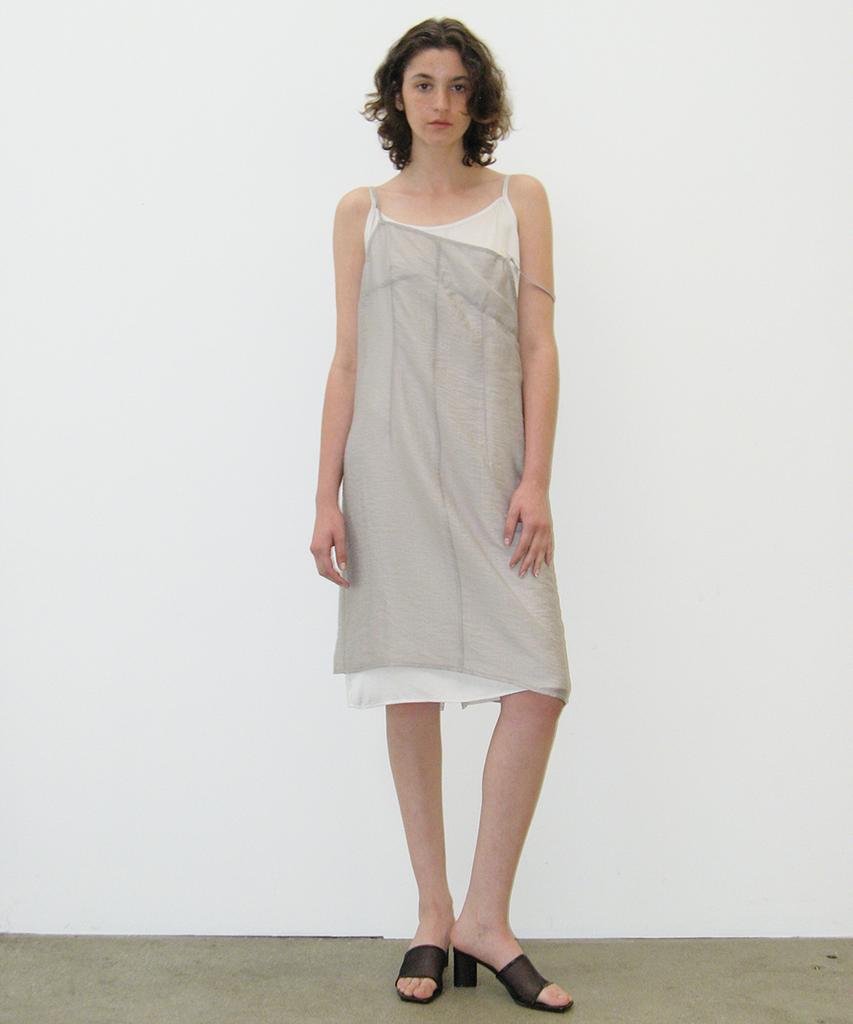 Kasel Layered Sheer Dress Set, Pale Gray Set