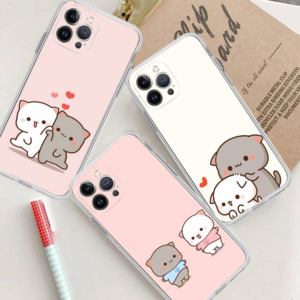 Cartoon Cute Cats TPU Silicone Case for IPhone 11 12 13 14 15 16 17 Pro Max Shockproof Clear Back Cover