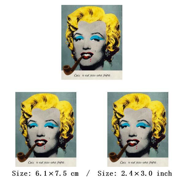 

Fashion Thermo Stickers On Clothes Marilyn Monroe Iron Patches Funny Paintings Stripes Heat-sensitive Transfers Custom Badges
