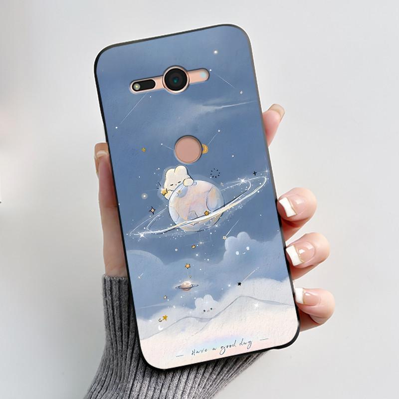 Per Sony Xperia XZ2 Compact H8324 H8314 Custodia Estetica Moda Gatto Carino Cartone Animato Antiurto Nero Silicone Morbido Sottile Cover Posteriore